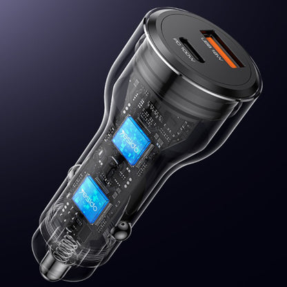 Φορτιστής Αυτοκινήτου Yesido Y65, 100W, 5A, 1 x USB-A - 1 x USB-C, Μαύρο