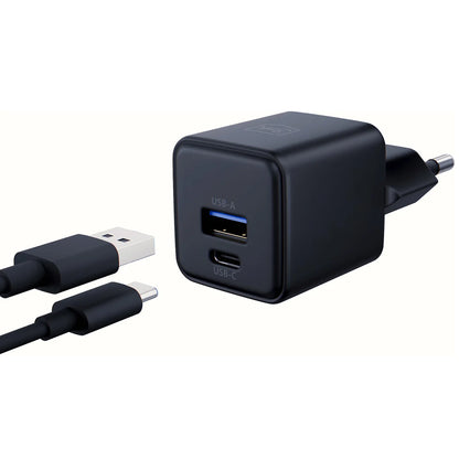 Φορτιστής Δικτύου 3MK Hyper, 20W, 3A, 1 x USB-A - 1 x USB-C, Μαύρο
