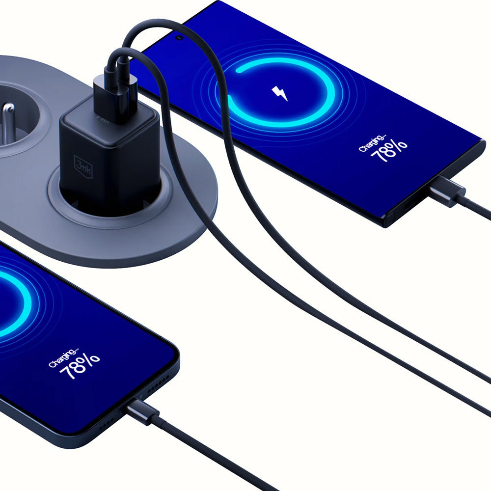 Φορτιστής Δικτύου 3MK Hyper, 20W, 3A, 1 x USB-A - 1 x USB-C, Μαύρο