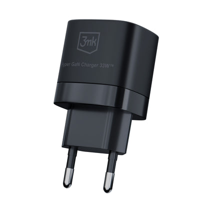 Φορτιστής δικτύου 3MK HyperCharger GaN, 33W, 3A, 1 x USB-A - 1 x USB-C, Μαύρο 