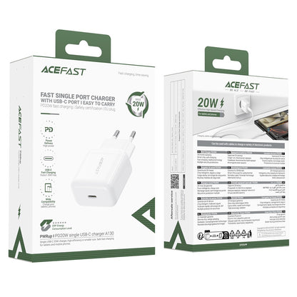 Φορτιστής Δικτύου Acefast A130, 20W, 3A, 1 x USB-C, Λευκό