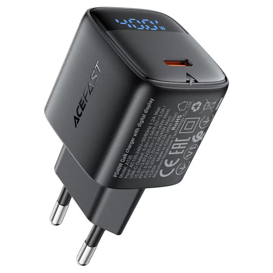 Φορτιστής Δικτύου Acefast A135 Display, 45W, 3A, 1 x USB-C, Μαύρο