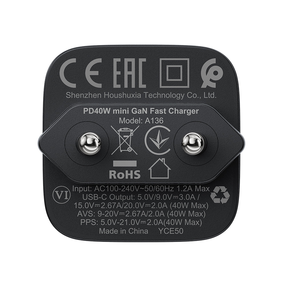 Acefast A136 Network Charger, 40W, 3A, 1 x USB-C, Black
