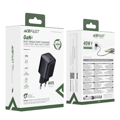Acefast A136 Network Charger, 40W, 3A, 1 x USB-C, Black