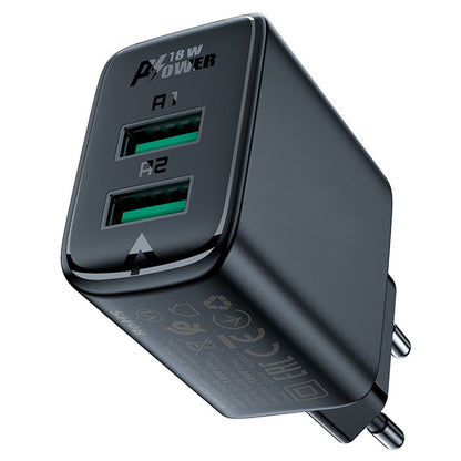 Φορτιστής Δικτύου Acefast A33, 18W, 3A, 2 x USB-A, Μαύρος