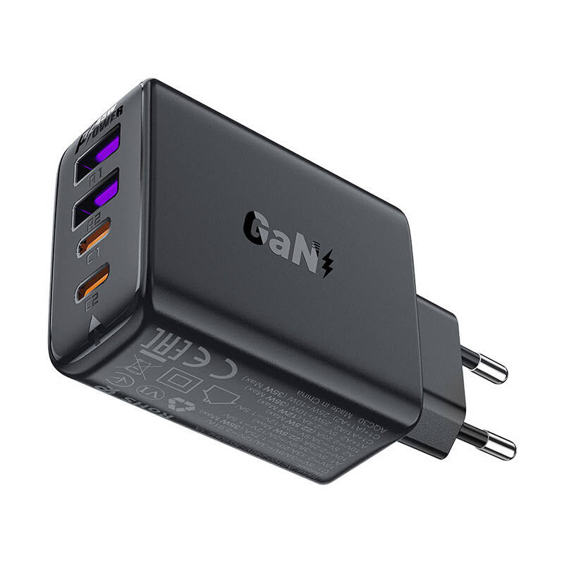 Φορτιστής Δικτύου Acefast A61, 45W, 3A, 2 x USB-A - 2 x USB-C, Μαύρο