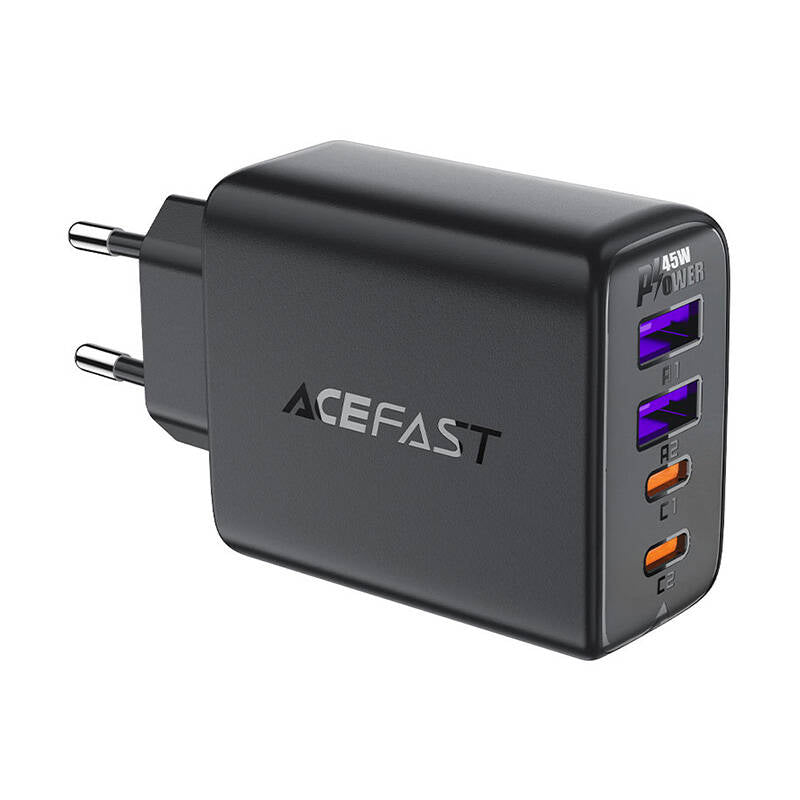 Φορτιστής δικτύου Acefast A61, 45W, 3A, 2 x USB-A - 2 x USB-C, Μαύρο 