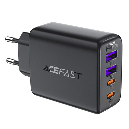 Φορτιστής Δικτύου Acefast A61, 45W, 3A, 2 x USB-A - 2 x USB-C, Μαύρο
