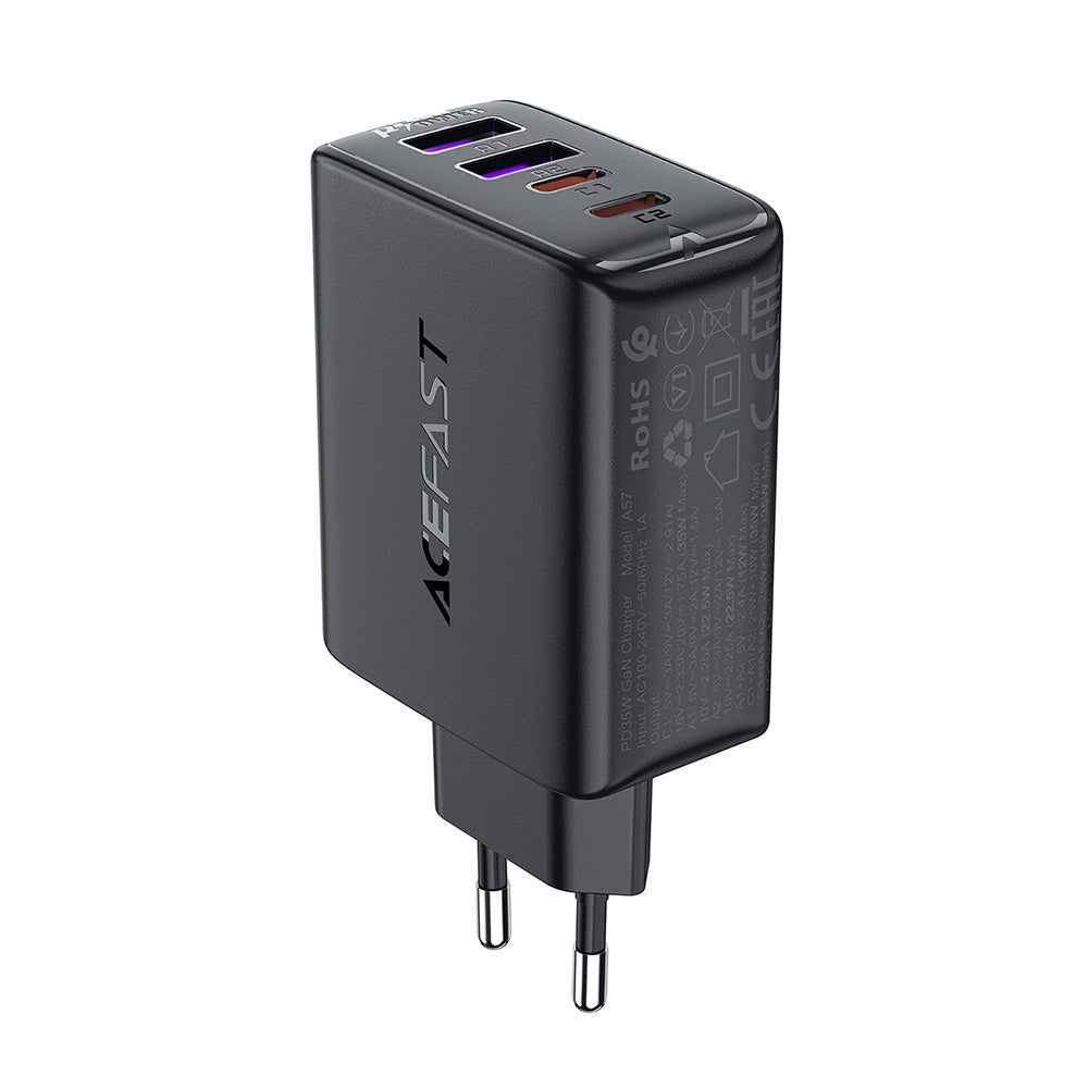Φορτιστής Δικτύου Acefast A61, 45W, 3A, 2 x USB-A - 2 x USB-C, Μαύρο