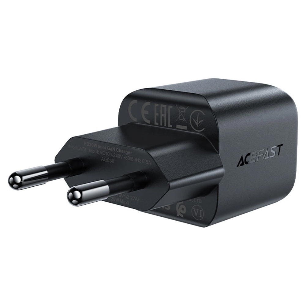 Φορτιστής Δικτύου Acefast A73 Mini, 20W, 3A, 1 x USB-C, Μαύρο