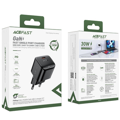 Acefast A77 Network Charger, 30W, 3A, 1 x USB-C, Black
