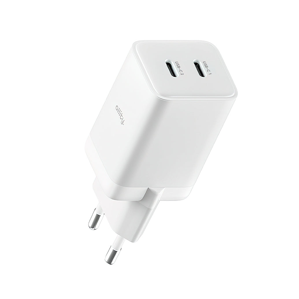 Φορτιστής Δικτύου Allity. ATC-01-45WCC Fast, 45W, 3A, 2 x USB-C, Λευκό