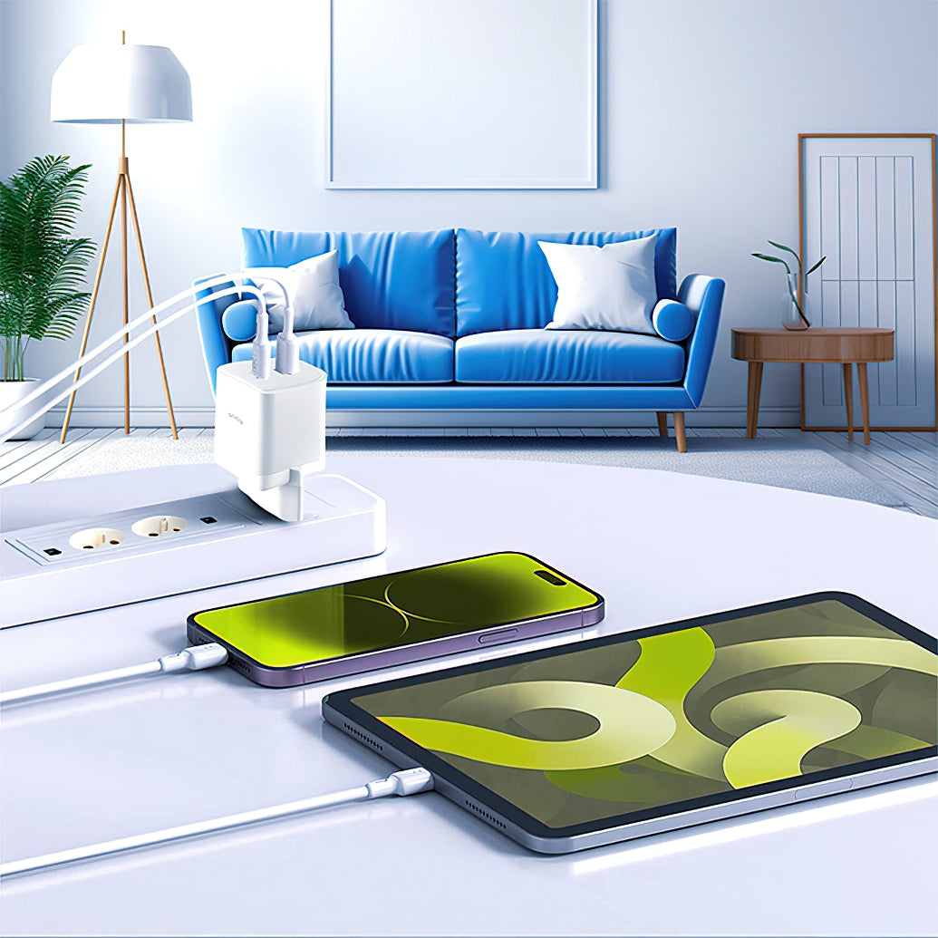 Φορτιστής Δικτύου Allity. ATC-01-45WCC Fast, 45W, 3A, 2 x USB-C, Λευκό