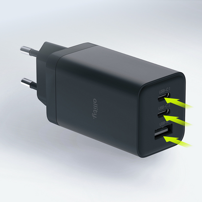 Φορτιστής Δικτύου Allity. ATC-01-65WACC Fast, 65W, 3.25A, 1 x USB-A - 2 x USB-C, Μαύρο