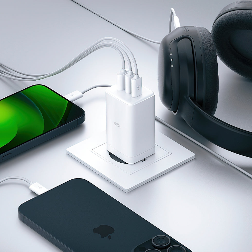 Φορτιστής Δικτύου Allity. ATC-01-65WACC Fast, 65W, 3.25A, 1 x USB-A - 2 x USB-C, Λευκό