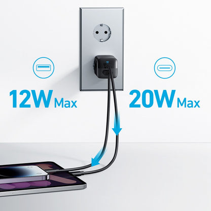 Φορτιστής δικτύου Anker 323, 33W, 3A, 1 x USB-A - 1 x USB-C, μαύρο A2331G11 