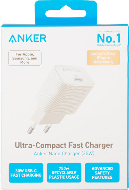 Φορτιστής δικτύου Anker 511 Nano 4, 30W, 3A, 1 x USB-C, λευκό A2337G21 