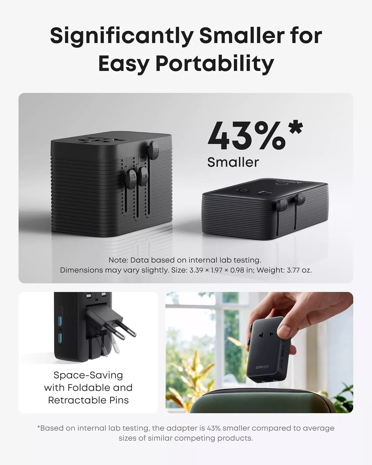 Φορτιστής Δικτύου Anker Nano Travel, 20W, 3A, 2 x USB-A - 2 x USB-C, Μαύρος A9215H11