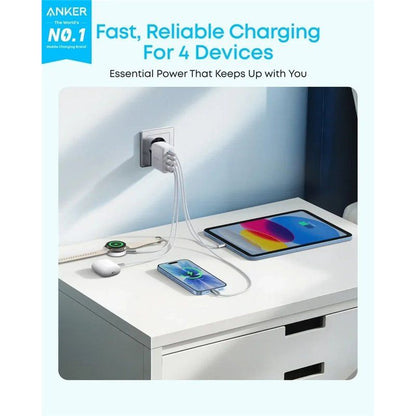 Φορτιστής Δικτύου Anker Zolo, 50W, 3A, 2 x USB-A - 2 x USB-C, Λευκός A121EG21