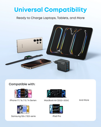 Φορτιστής Δικτύου Anker Zolo, 70W, 1 x USB-A - 3 x USB-C, Μαύρο A121CG11