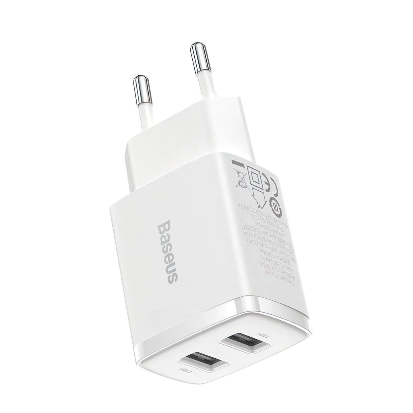 Φορτιστής Δικτύου Baseus Compact, 10.5W, 2.1A, 2 x USB-A, Λευκό CCXJ010202
