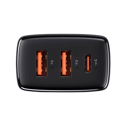 Συμπαγής φορτιστής δικτύου Baseus, 30W, 3A, 1 x USB-C - 2 x USB-A, Μαύρο CCXJ-E01