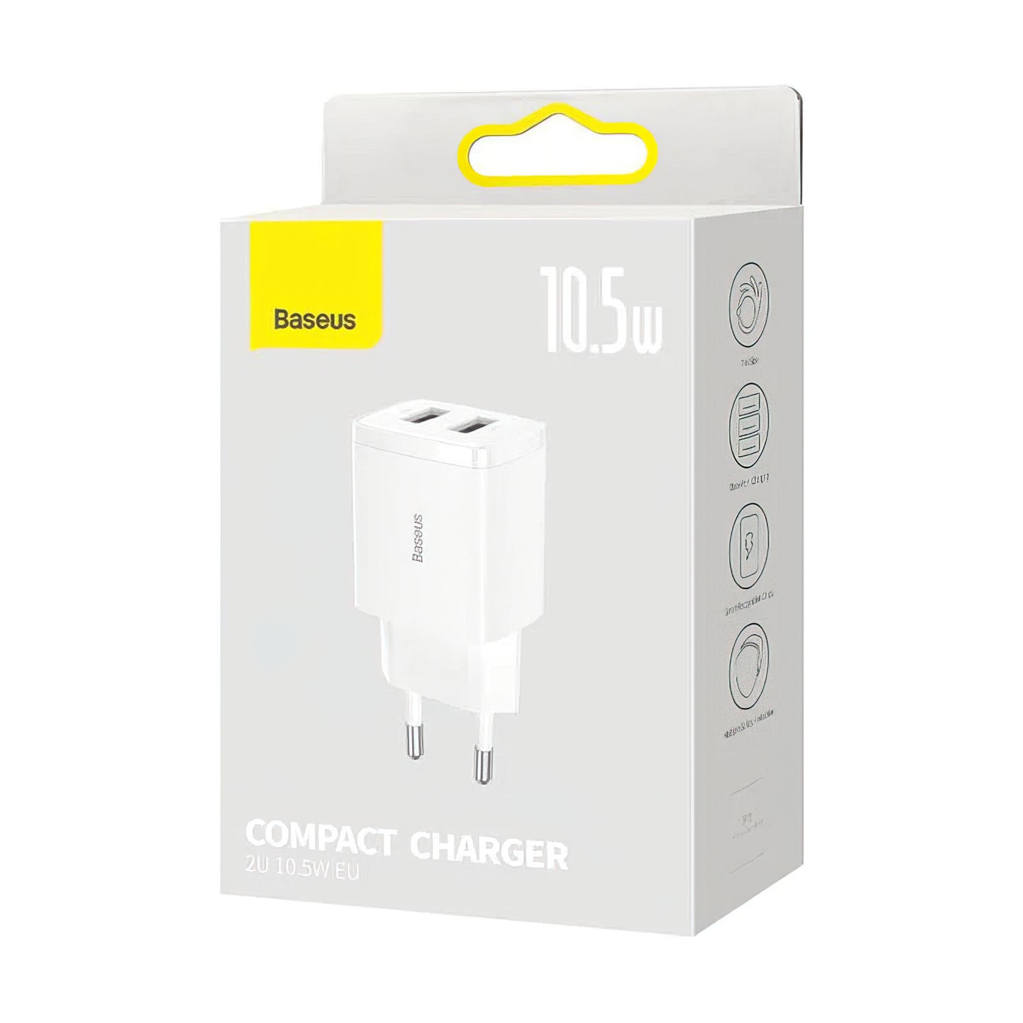 Φορτιστής Δικτύου Baseus Compact, 10.5W, 2.1A, 2 x USB-A, Λευκό CCXJ010202