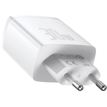 Φορτιστής δικτύου Baseus Compact, 30W, 1 x USB-C - 2 x USB-A, λευκό CCXJ-E02 