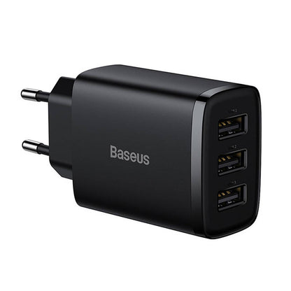 Φορτιστής δικτύου Baseus Compact 3U, 17W, 2.1A, 3 x USB-A, μαύρο CCXJ020101 