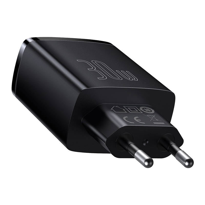 Συμπαγής φορτιστής δικτύου Baseus, 30W, 3A, 1 x USB-C - 2 x USB-A, Μαύρο CCXJ-E01