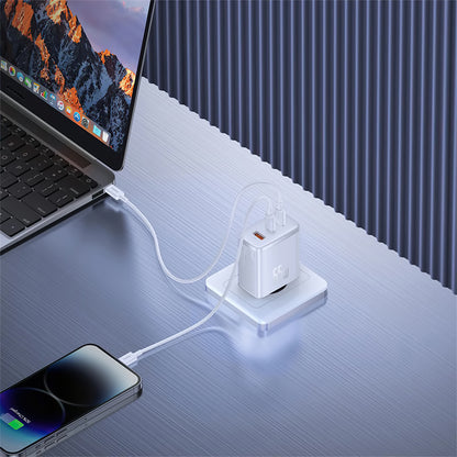 Φορτιστής δικτύου Baseus Cube Pro, 65W, 3.25A, 1 x USB-A - 2 x USB-C, Λευκό P10152301213-00