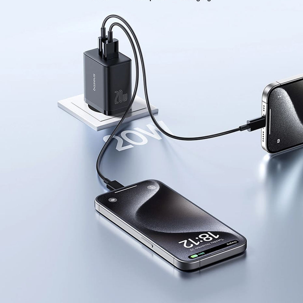 Φορτιστής Δικτύου Baseus Cube, 20W, 3A, 1 x USB-A - 1 x USB-C, Μαύρο P10111403113-00