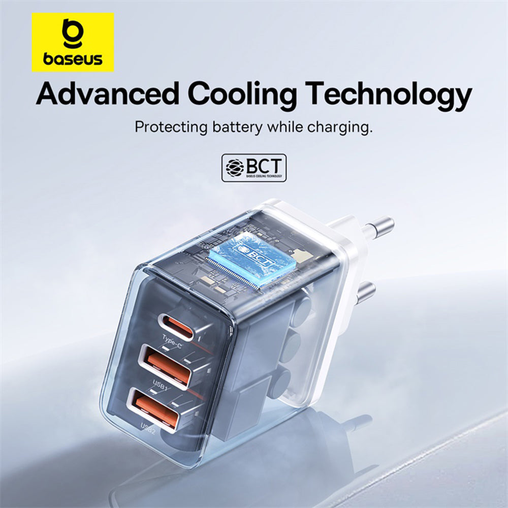 Baseus Cube Network Charger, 30W, 3A, 2 x USB-A - 1 x USB-C, White P10111402213-00
