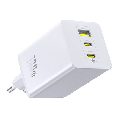 Φορτιστής Δικτύου Baseus EnerFill FE11, 100W, 5A, 1 x USB-A - 2 x USB-C, Λευκό P10182102213-00
