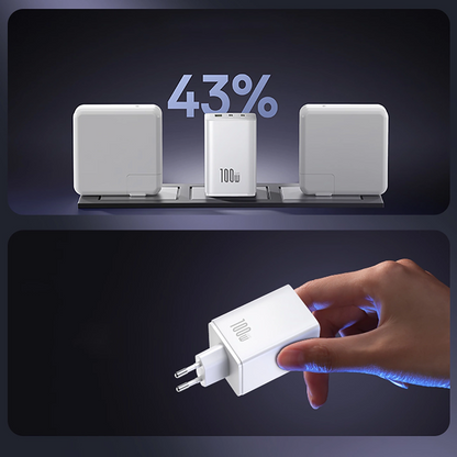 Φορτιστής Δικτύου Baseus EnerFill FE11, 100W, 5A, 1 x USB-A - 2 x USB-C, Λευκό P10182102213-00