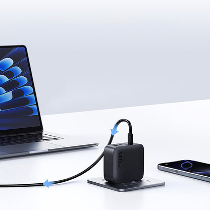 Baseus EnerFill FH11 Network Charger, 140W, 5A, 1 x USB-A - 3 x USB-C, Black E0121J00