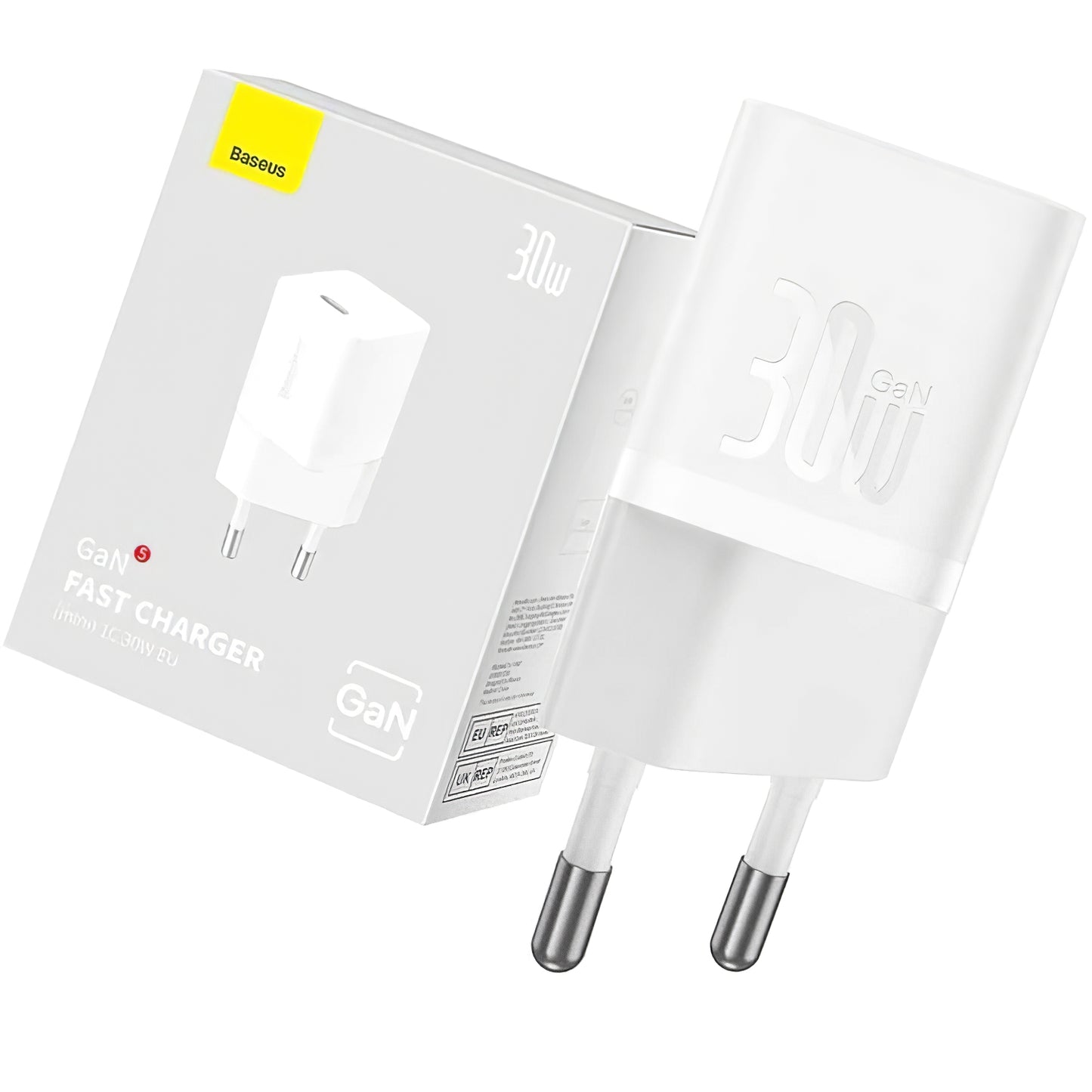 Φορτιστής δικτύου Baseus GaN GaN Mini 1C, 30W, 3A, 1 x USB-C, λευκό CCGN070502