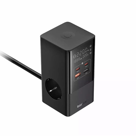 Φορτιστής Δικτύου Baseus PowerCombo, 35W, 5A, 2 x USB-A - 2 x USB-C - 3 x Schuko, Μαύρο, Επανασυσκευασμένο E00023606113-00