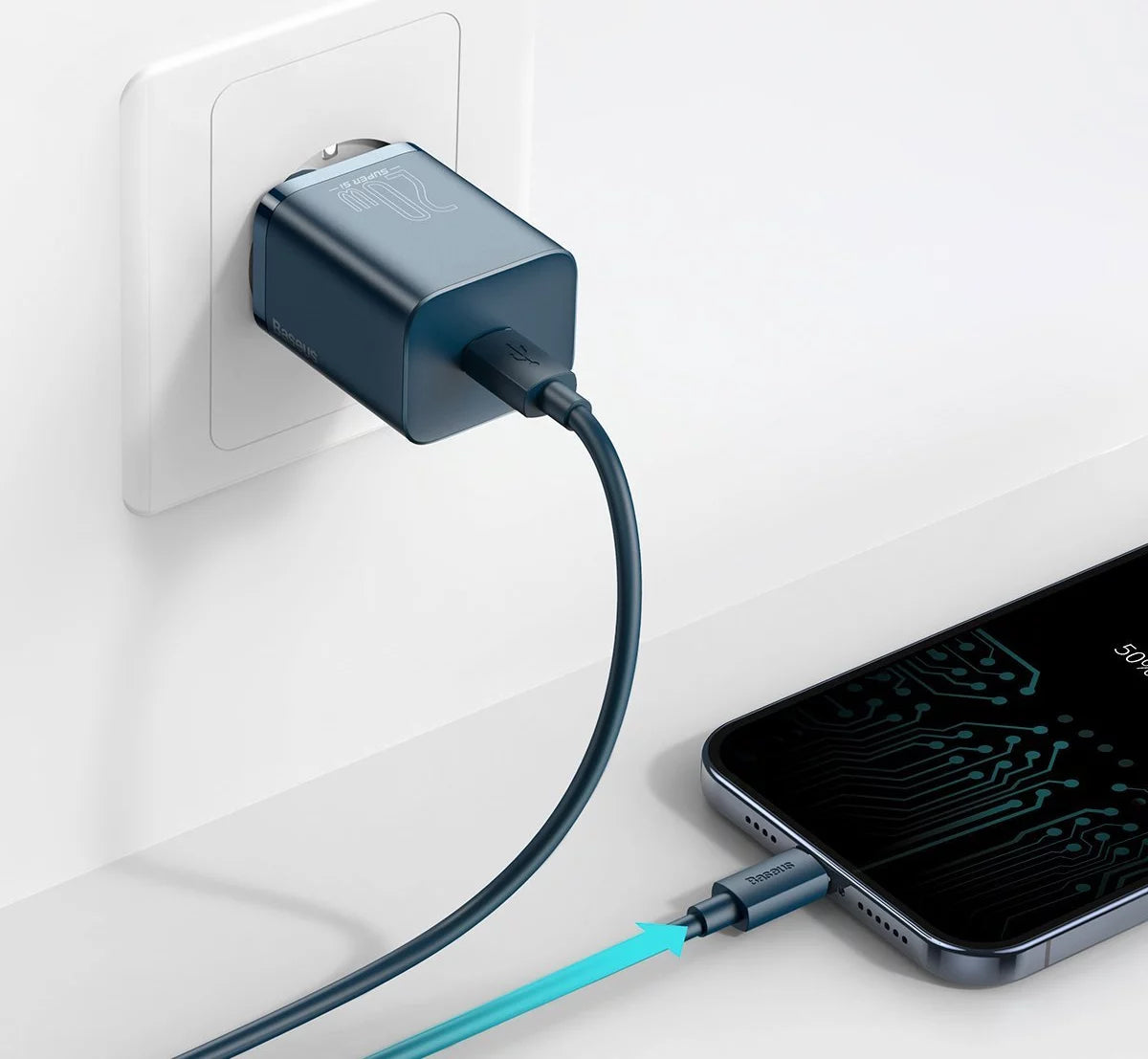 Φορτιστής δικτύου Baseus Super Si, 20W, 3A, 1 x USB-C, μπλε CCSUP-B03 