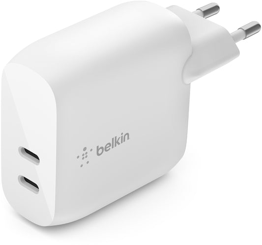 Φορτιστής Δικτύου Belkin BoostCharge Dual, 40W, 3A, 2 x USB-C, Λευκός WCB006vfWH