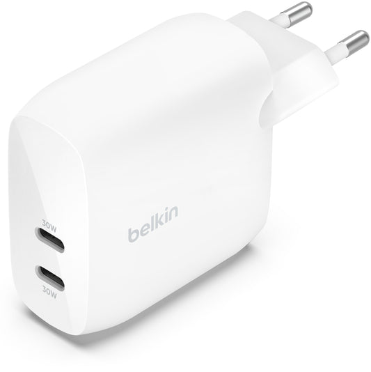 Φορτιστής Δικτύου Belkin BoostCharge Pro Dual, 60W, 3A, 2 x USB-C, Λευκός WCB010vfWH
