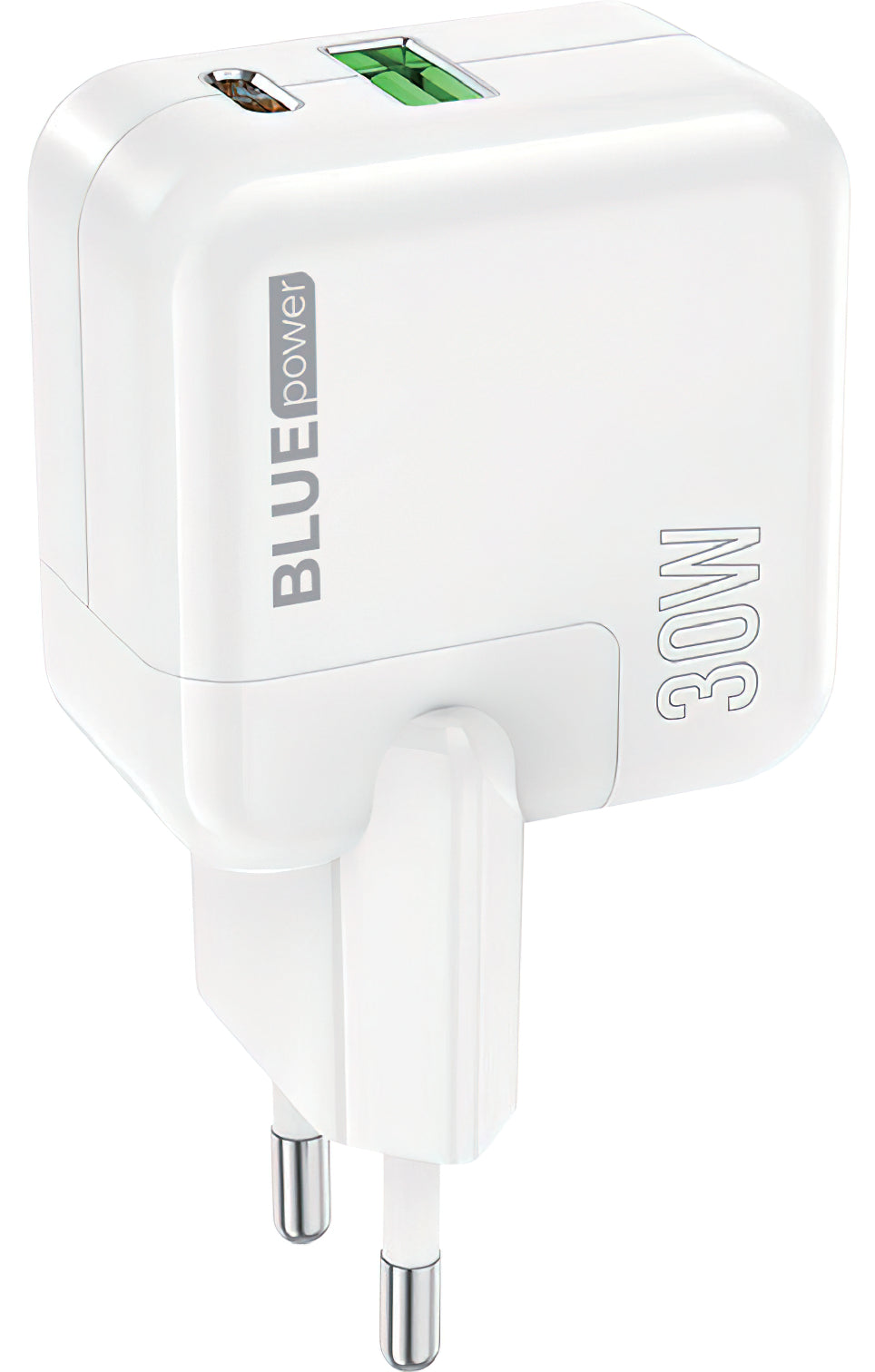 Φορτιστής δικτύου BLUE Power BC111A, 30W, 3A, 1 x USB-A - 1 x USB-C, Λευκό 