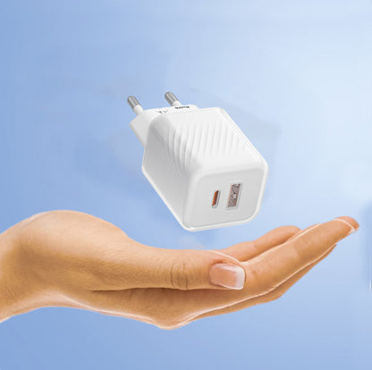 Φορτιστής Δικτύου Blueo, 35W, 3A, 1 x USB-A - 1 x USB-C, Λευκό