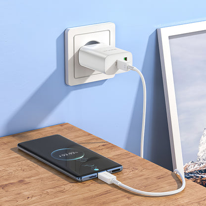 Φορτιστής δικτύου Borofone BN10, 65W, 5A, 1 x USB-A - 1 x USB-C, Λευκό 