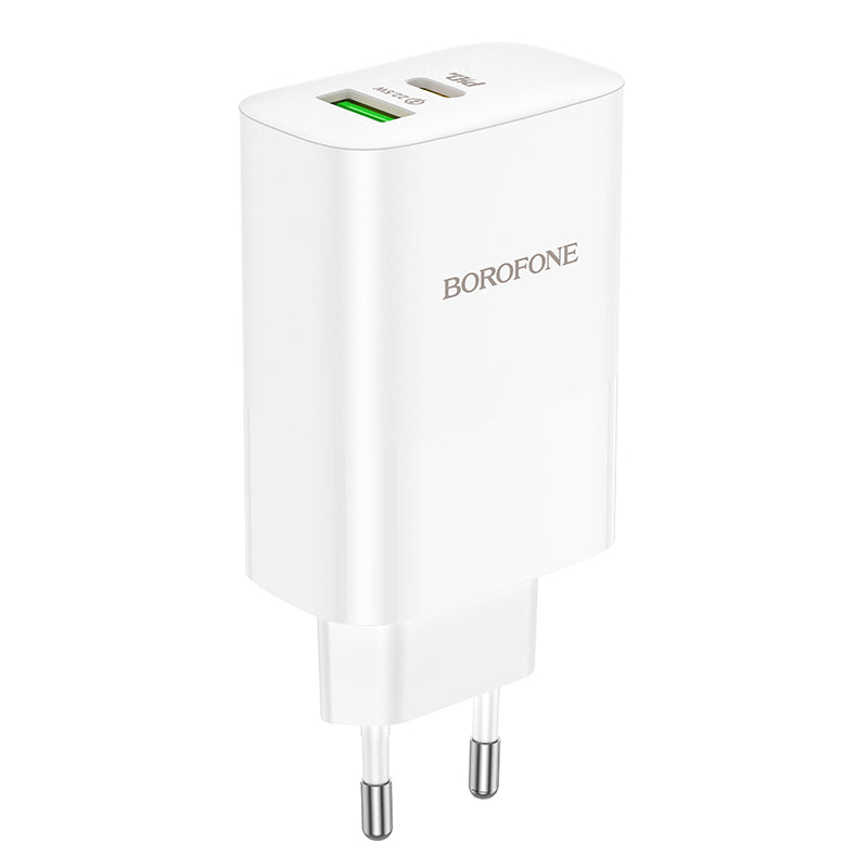 Φορτιστής δικτύου Borofone BN10, 65W, 5A, 1 x USB-A - 1 x USB-C, Λευκό 