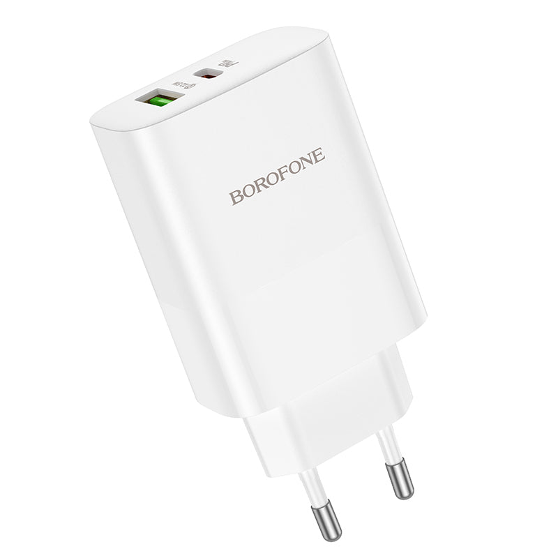 Φορτιστής δικτύου Borofone BN10, 65W, 5A, 1 x USB-A - 1 x USB-C, Λευκό 