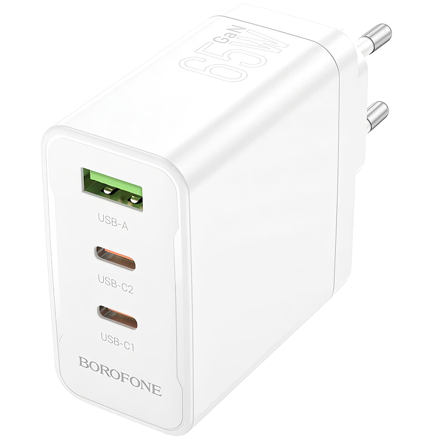 Φορτιστής δικτύου Borofone BN12, 65W, 5A, 1 x USB-A - 2 x USB-C, Λευκό