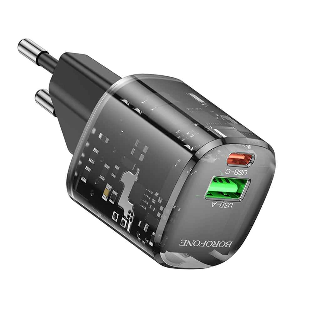 Φορτιστής Δικτύου Borofone BN17 Sunlight, 20W, 3A, 1 x USB-A - 1 x USB-C, Μαύρο