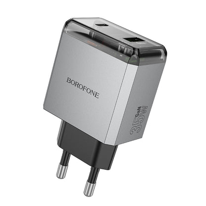 Φορτιστής Δικτύου Borofone BN20 Lena, 35W, 3A, 1 x USB-A - 1 x USB-C, Γκρι