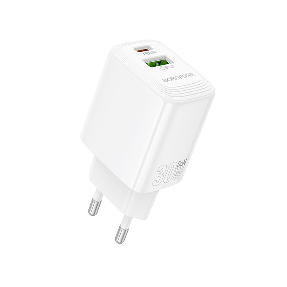 Φορτιστής Δικτύου Borofone BN29 Fuente, 30W, 3A, 1 x USB-A - 1 x USB-C, Λευκό